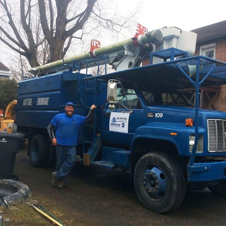 West Island Tree Service truck with owner | EMONDAGE GV